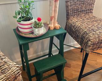 green vintage stepstool