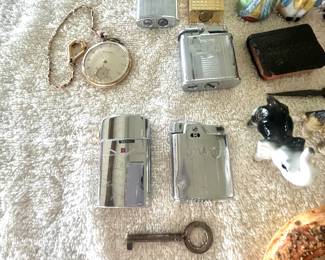Vintage lighters, keys,