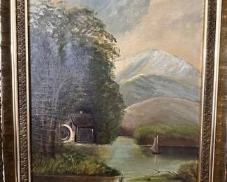 Original oil painting of a boat in the water