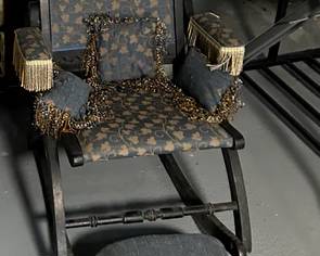 Antique Arts and Crafts period chair with ottoman