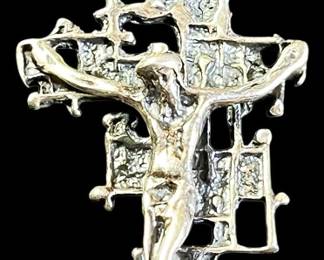 Modernist Sterling Crucifix Pendant