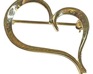 14K Heart Brooch Stamped