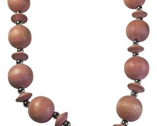 Stylish Pink Wooden Bead Necklace