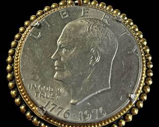 1976 Ike Dollar Pendant in Frame
