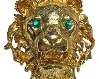 Roaring Lion Gold Brooch