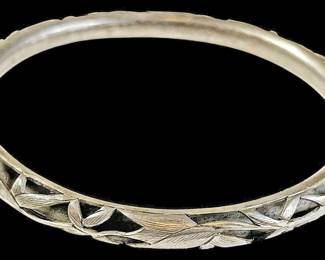 Carved Sterling Bangle
