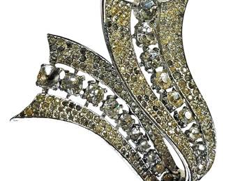 Trifari Ribbon Rhinestone Brooch