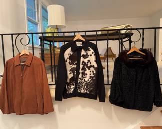 Wilson Brown Leather Men's Jacket, Vintage Men's Sweater, Women's Broadtail with a dyed black mink portrait collar.