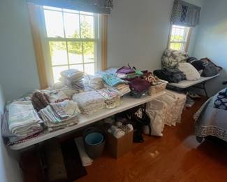 linens, bedding, curtains, towels