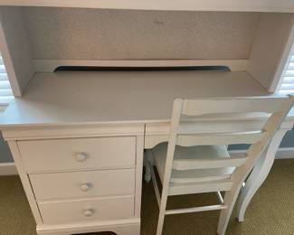 Stanley white painted student desk with bookcase and chair, note the bookcase