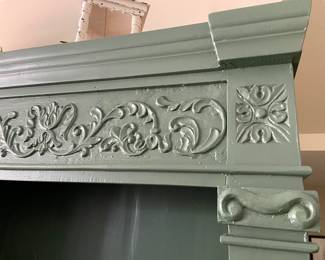 Stunning detail on the Custom painted one piece, very heavy, cabinet!