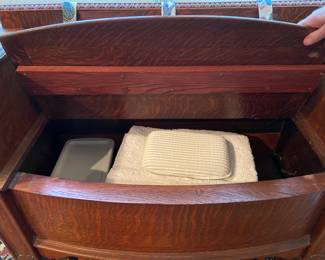 Interior of antique church pew