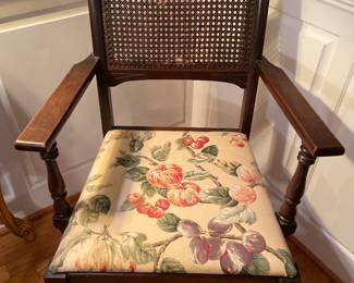 One antique arm chairs with drop seats and cane bottom
