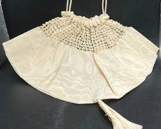 Antique Handmade Drawstring Purse with Tassel