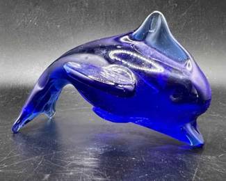 Cobalt Blue Glass Dolphin