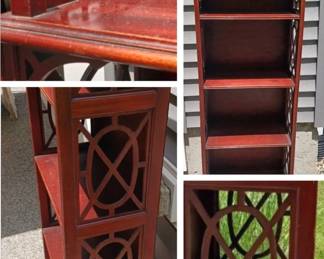Chippendale Etagere Bookshelf, 1940s, with Amazing Hand Carved Fretwork