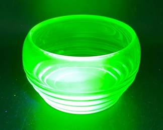 Uranium Glass Glowing Green in 395nm Ultraviolet Light