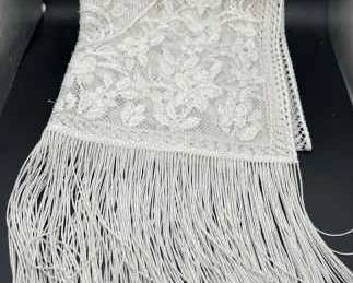 48” Delicate White Lace Shawl