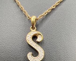 Silpada Sparkling Initial S Necklace in Gold Vermeil & Gold Fill