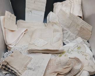 Assorted Beige Hankerchiefs, Baby Clothes, Embroideries