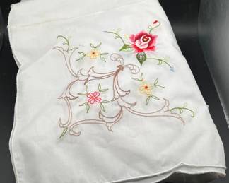 Floral Hand Embroidered Linen Tablecloth