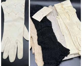 (5) Pairs of Antique & Vintage Gloves — Leather & Lace