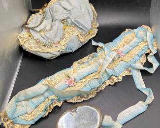 Antique Purse with Mirror and Floral Headpiece