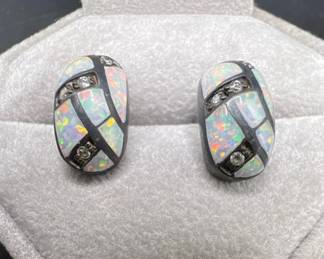 Sterling Silver Fire Opal Earrings