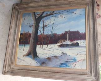 Forest Cabin In Winter Painting