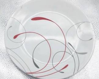 (3) Corelle Large White & Red Design Dinner Plates