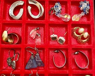 (15) Pairs of Costume Jewelry Earrings ft. Wire-Wrapped Sea Glass