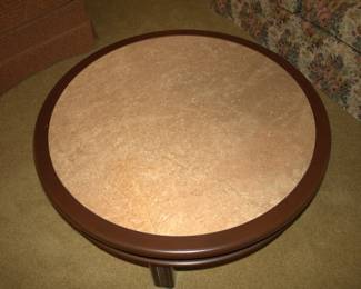 Marble and Walnut Custom Coffee Table