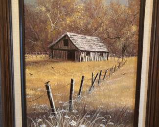 Barn Painting - White Barn w/daisies - Frances Lutz
