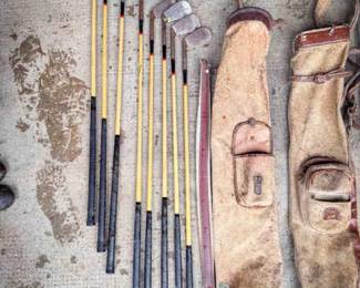 Antique Spalding KRO-FLITE Clubs & Caddy