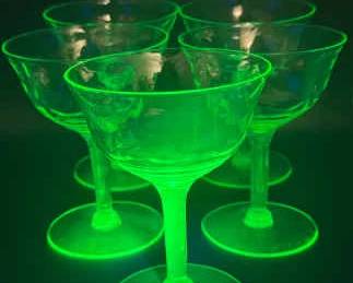 (5) Uranium Glass Goblets