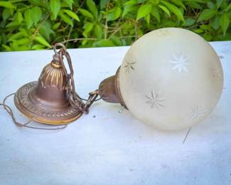 Art Deco Dome Chandelier & Bronze Fixture