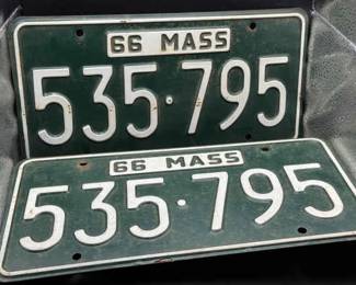 (2) Vintage Massachusetts License Plates