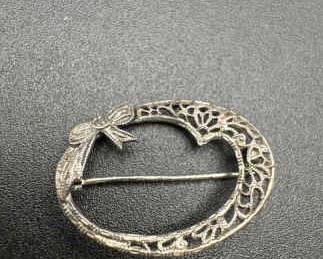 Vintage Sterling Silver Filigree Pin