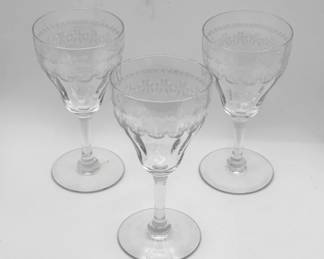 (3) Balleek Decorative Long Stem Glasses