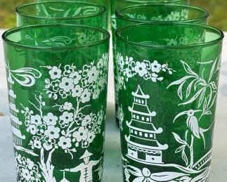 (6) Emerald Green Drinking Glasses
