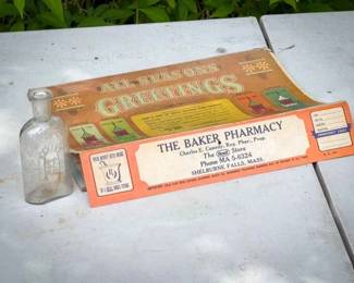 Baker's Pharmacy Vintage Bottle & Calendar
