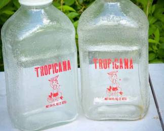 (2) Vintage Tropicana Glass Bottles