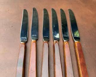 (6) Vintage Butter Knives With Wooden Handles