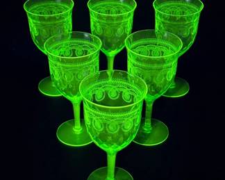 (6) Uranium Stemware Glasses