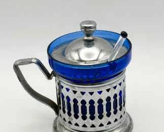 Vintage cobalt salt server