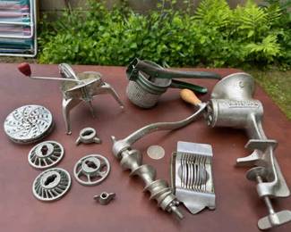 Vintage Meat Grinder & Other Metal Kitchen Tools