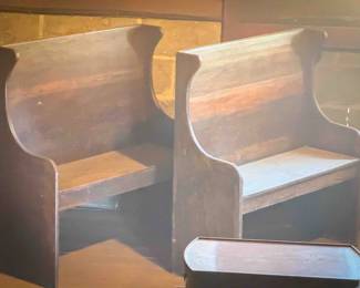 (2) Antique Wood Pew Bench Seats