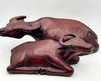 Carved Water Buffalo Figurine & Trinket Box