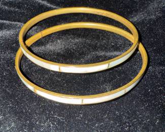 Vtg Brass & Mother of Pearl Bracelets