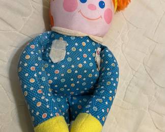 1984 Fisher Price Boy In PJ’s Pajamas Plush Rattle Doll